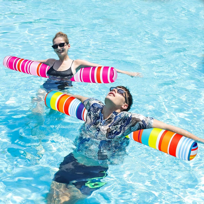 FindUWill Inflatable Swim Pool Noodles, 2 Pack Soft Fabric Covered Large Swim Noodles, Premium Buoyancy for Swimming Floating, Pool Floats Toys for Adults Pool Accessories - Image 2